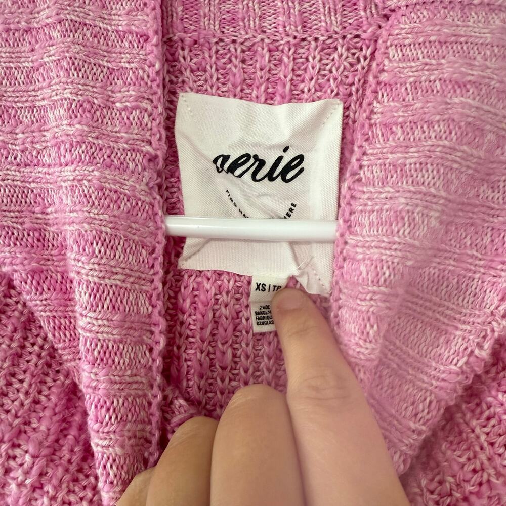 Aerie Hits The Spot Mock Neck Sweater Pink Oversized Chunky Knit Size XS - Picture 5 of 7